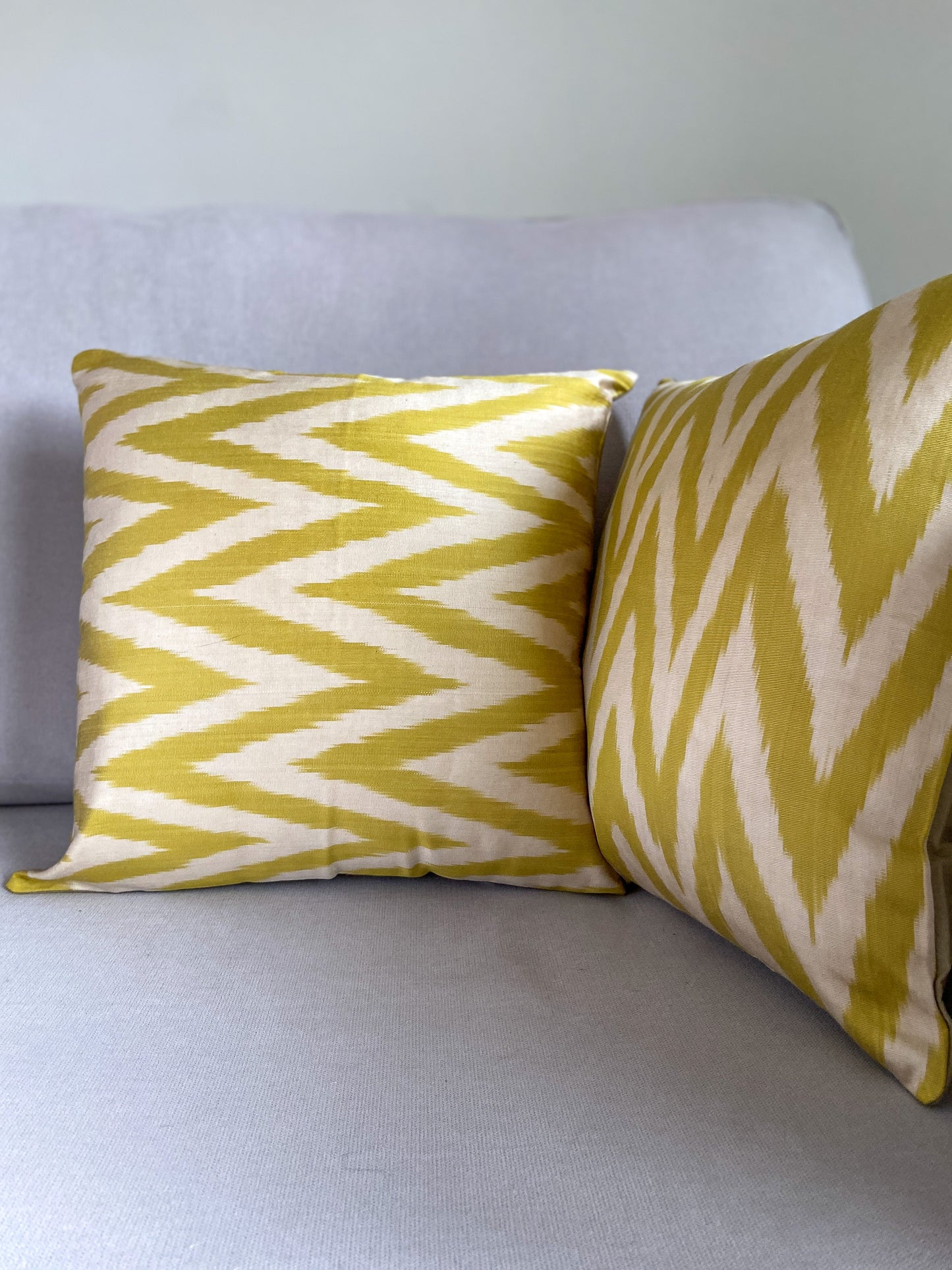 Silk Ikat Cushion Cover, Zigzag Cushion Cover, Yellow Ikat Cushion Cover, Decorative Cushion Covers, Cushion Covers, Cushion Cover 40x40