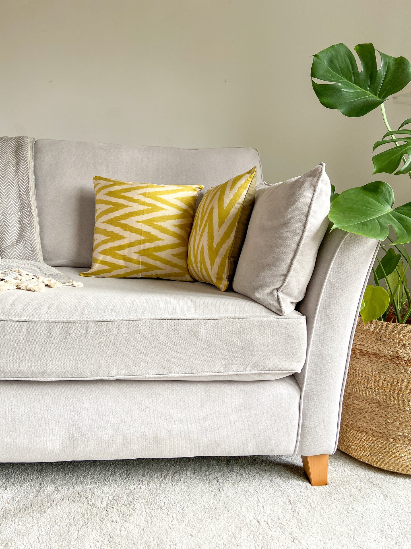 Silk Ikat Cushion Cover, Zigzag Cushion Cover, Yellow Ikat Cushion Cover, Decorative Cushion Covers, Cushion Covers, Cushion Cover 40x40