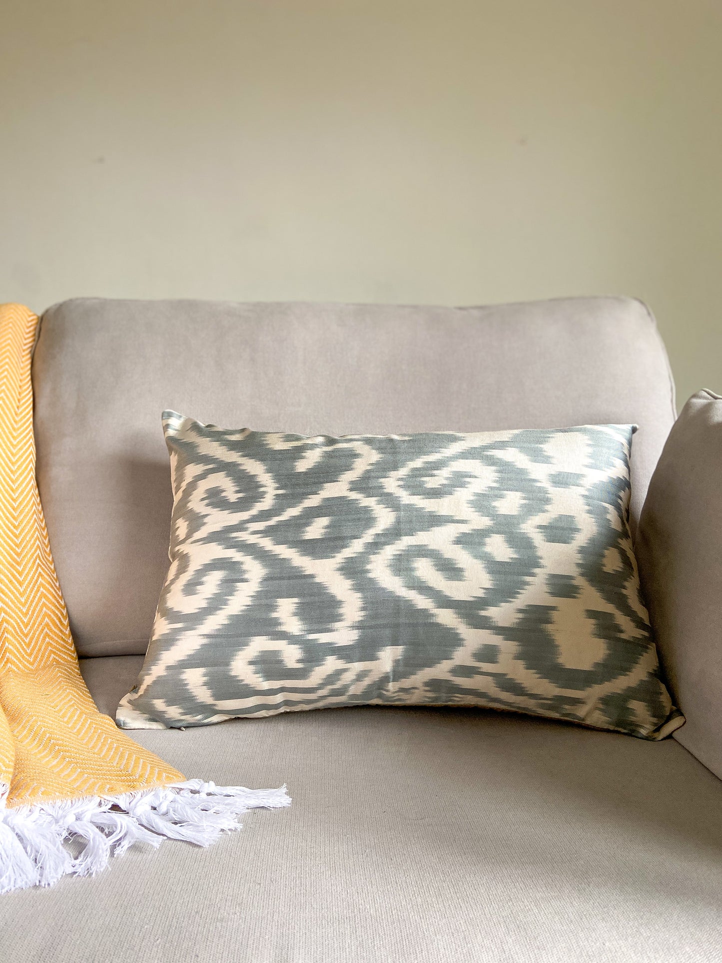 Silk Ikat Cushion Cover, Monochrome Cushions 40x60