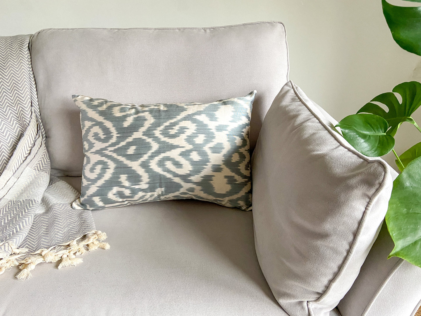 Silk Ikat Cushion Cover, Monochrome Cushions 40x60