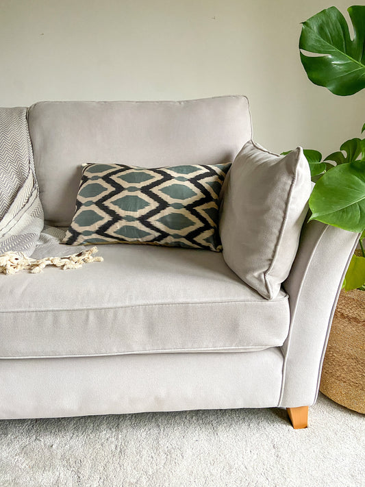 Silk Ikat Pillow Cover, Geometric Design Cushion Cover 40x60