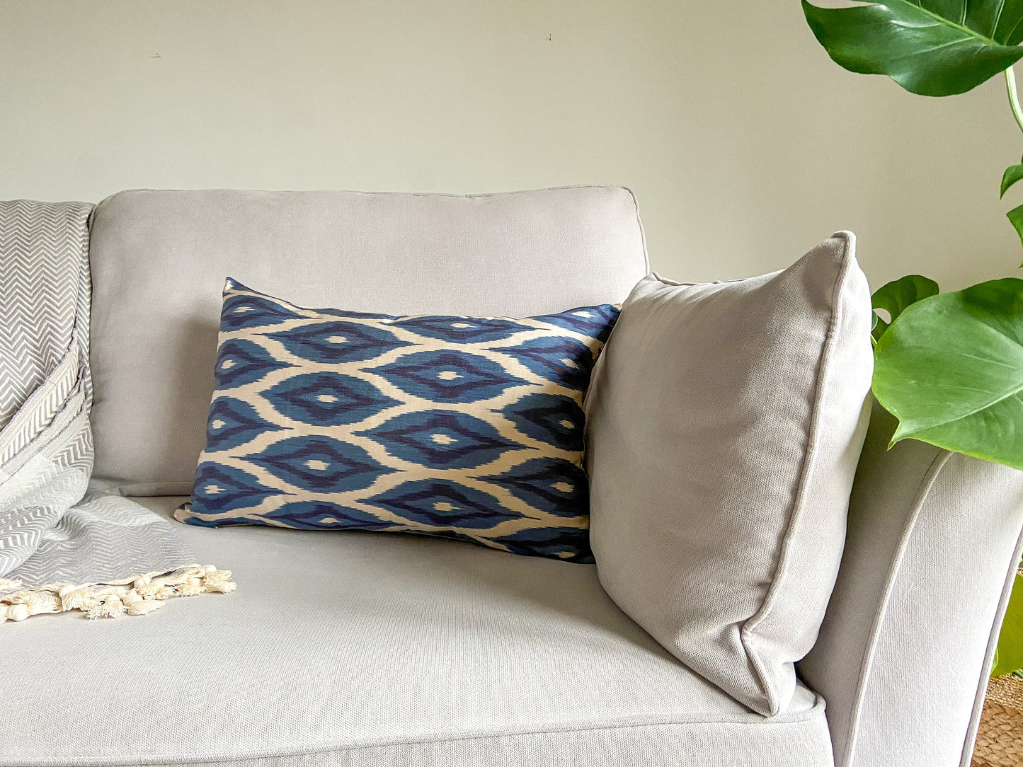 Silk Ikat Cushion Cover, Geometric Design Cushion Cover 40x60