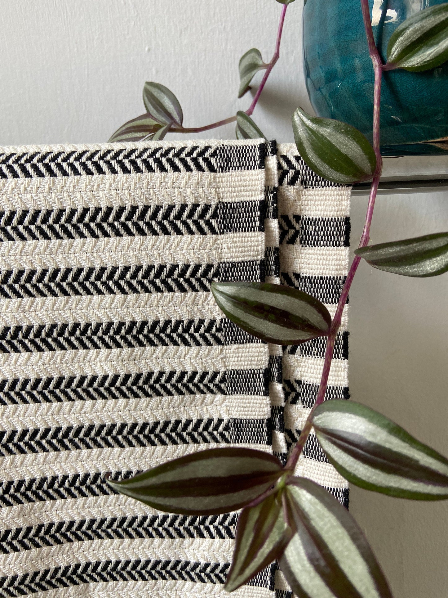Striped Design Black Hand Towel - Kitchen Towel - Bathroom Hand Towel - Cotton Towel