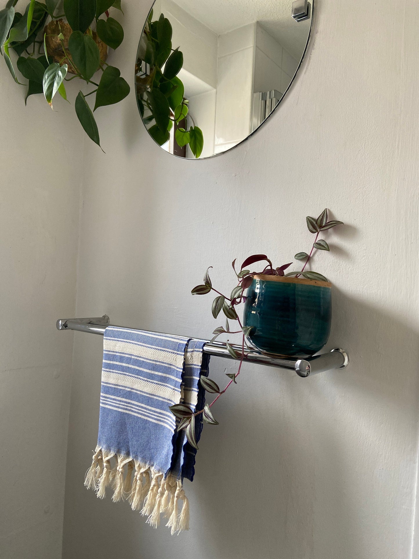 Striped Design Tea Towel - Blue Kitchen Towel - Bathroom Hand Towel - Cotton Towel