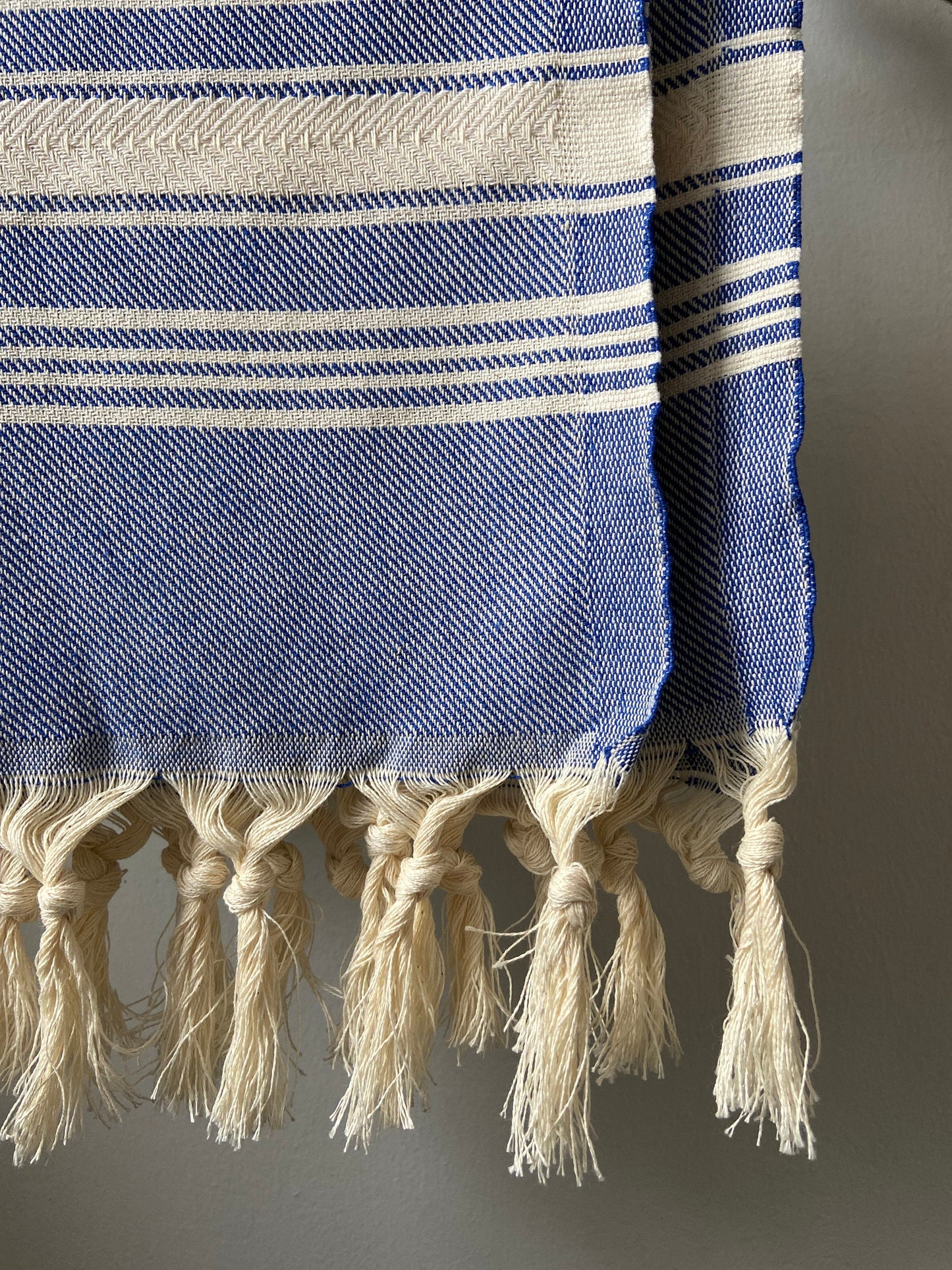 Striped Design Tea Towel - Blue Kitchen Towel - Bathroom Hand Towel - Cotton Towel