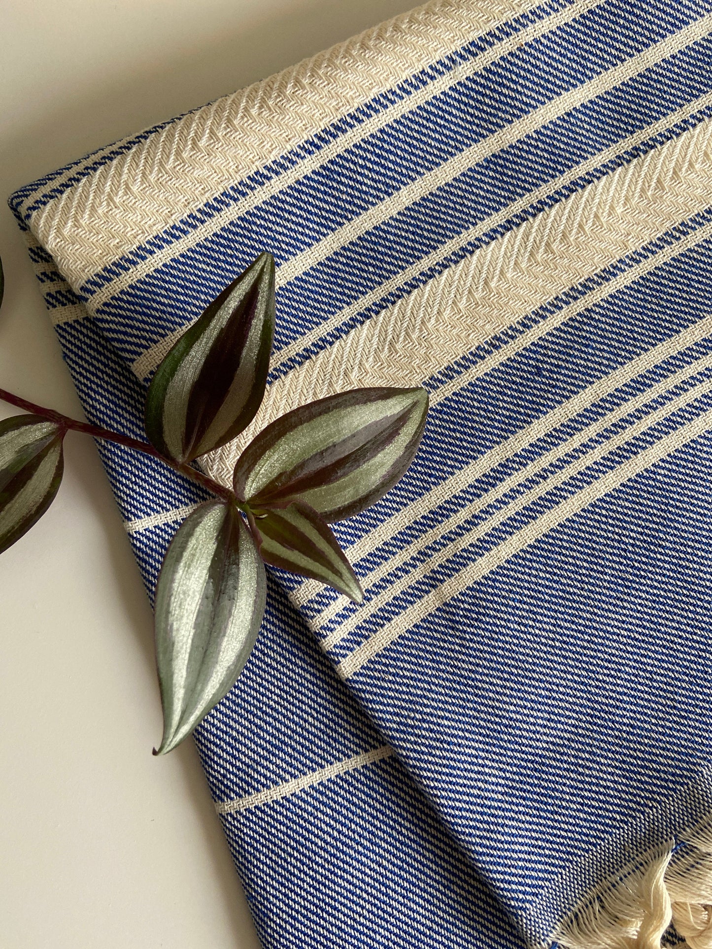 Striped Design Tea Towel - Blue Kitchen Towel - Bathroom Hand Towel - Cotton Towel