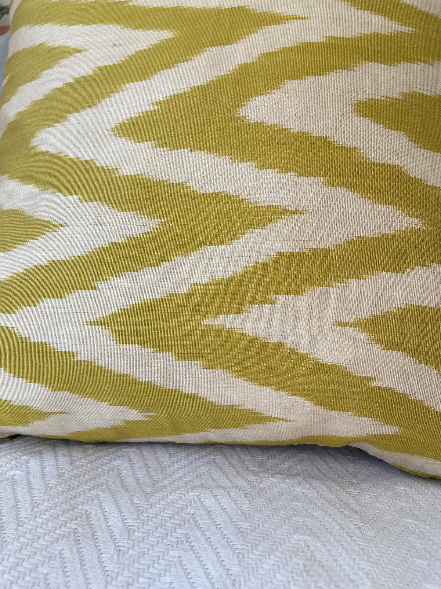 Silk Ikat Cushion Cover, Zigzag Cushion Cover, Yellow Ikat Cushion Cover, Decorative Cushion Covers, Cushion Covers, Cushion Cover 40x40