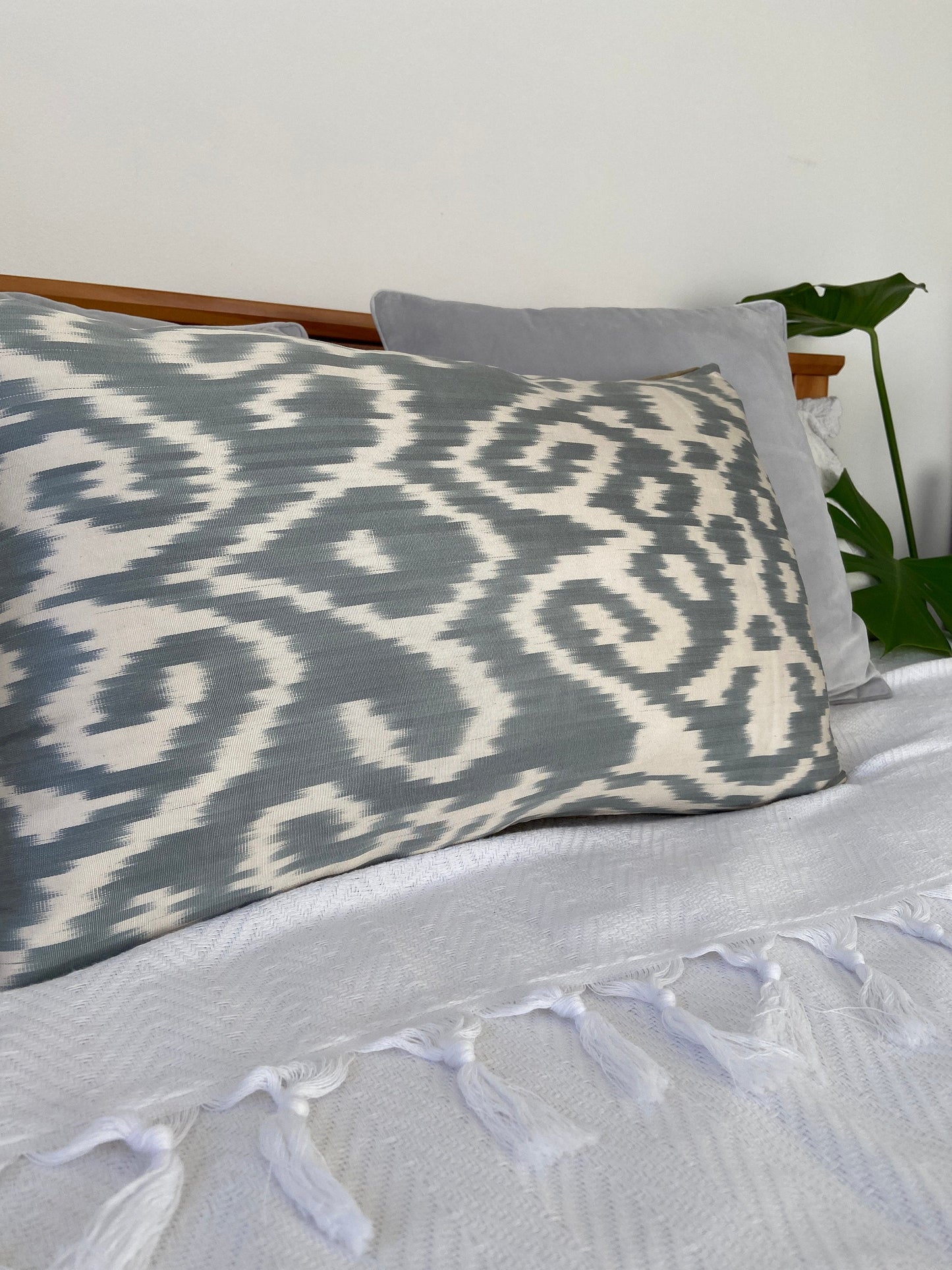 Silk Ikat Cushion Cover, Monochrome Cushions 40x60