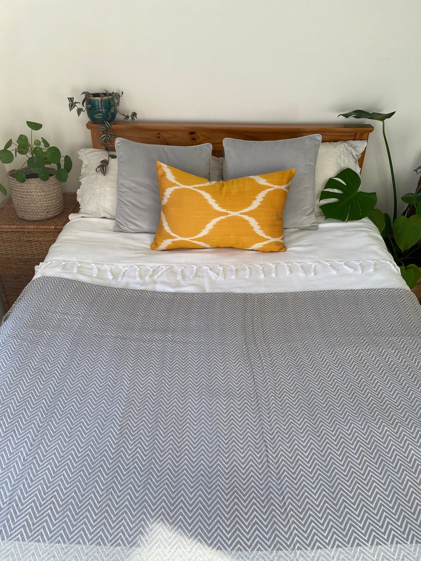 Silk Ikat Yellow Cushion Cover, Decorative Cushions 40x60