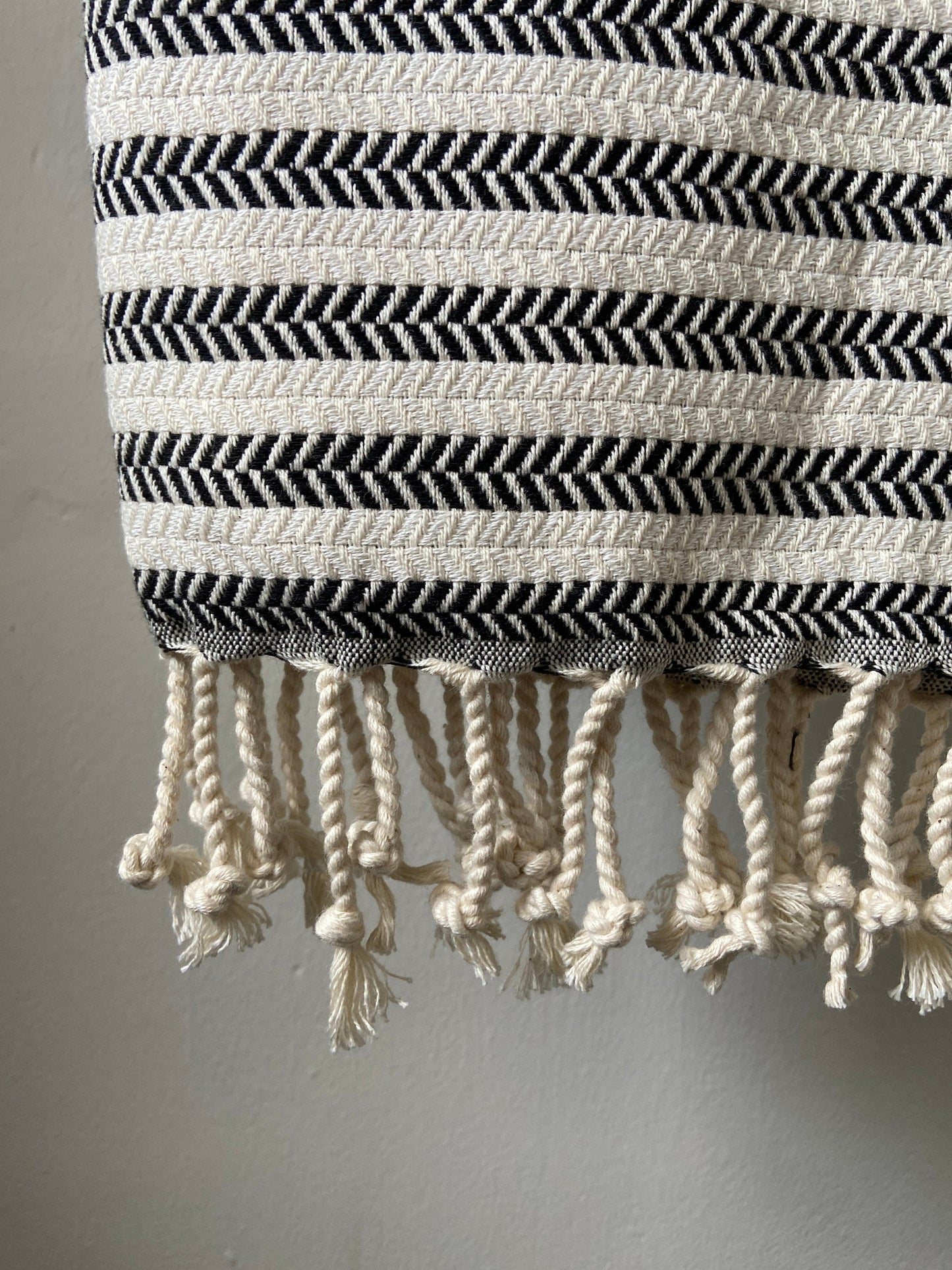 Striped Design Black Hand Towel - Kitchen Towel - Bathroom Hand Towel - Cotton Towel