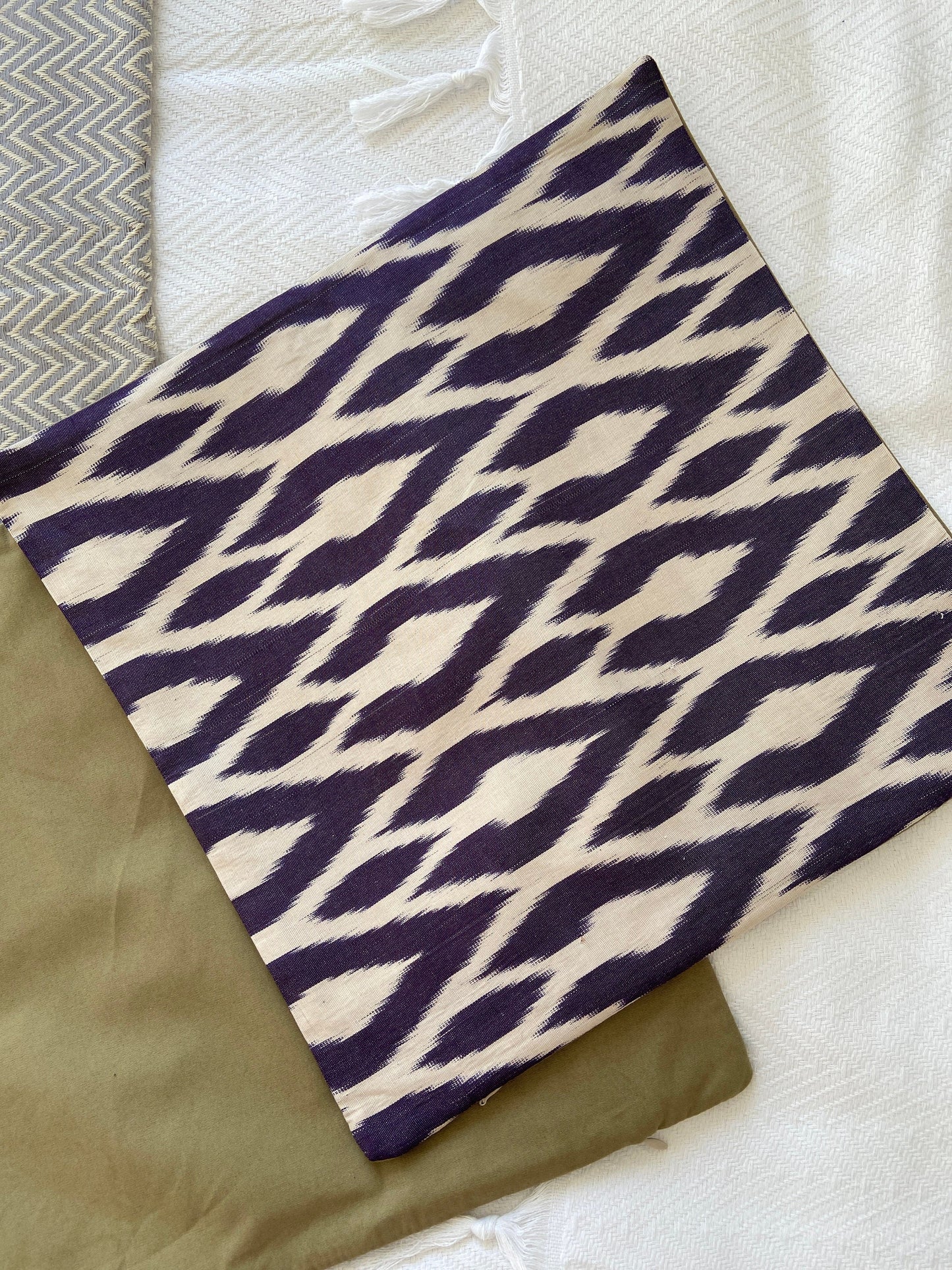 Silk Ikat Cushion Cover, Diamond Cushion Cover, Indigo Cushion Cover, Decorative Cushion Covers, Cushion Covers, Cushion Cover 40x40