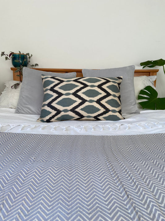 Silk Ikat Pillow Cover, Geometric Design Cushion Cover 40x60