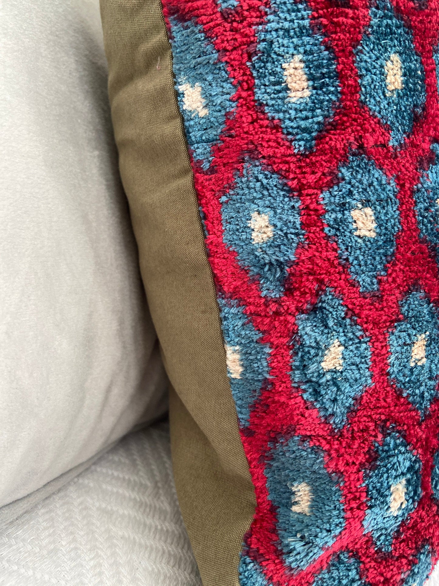 Velvet Red & Blue Cushion Cover, Decorative Cushions 40x40