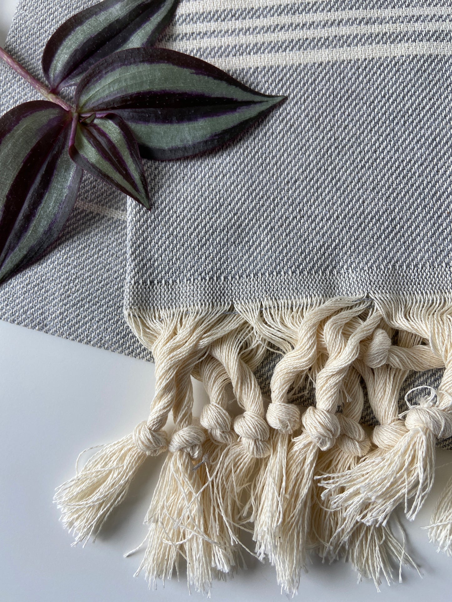 Striped Design Tea Towel - Grey Kitchen Towel - Bathroom Hand Towel - Cotton Towel