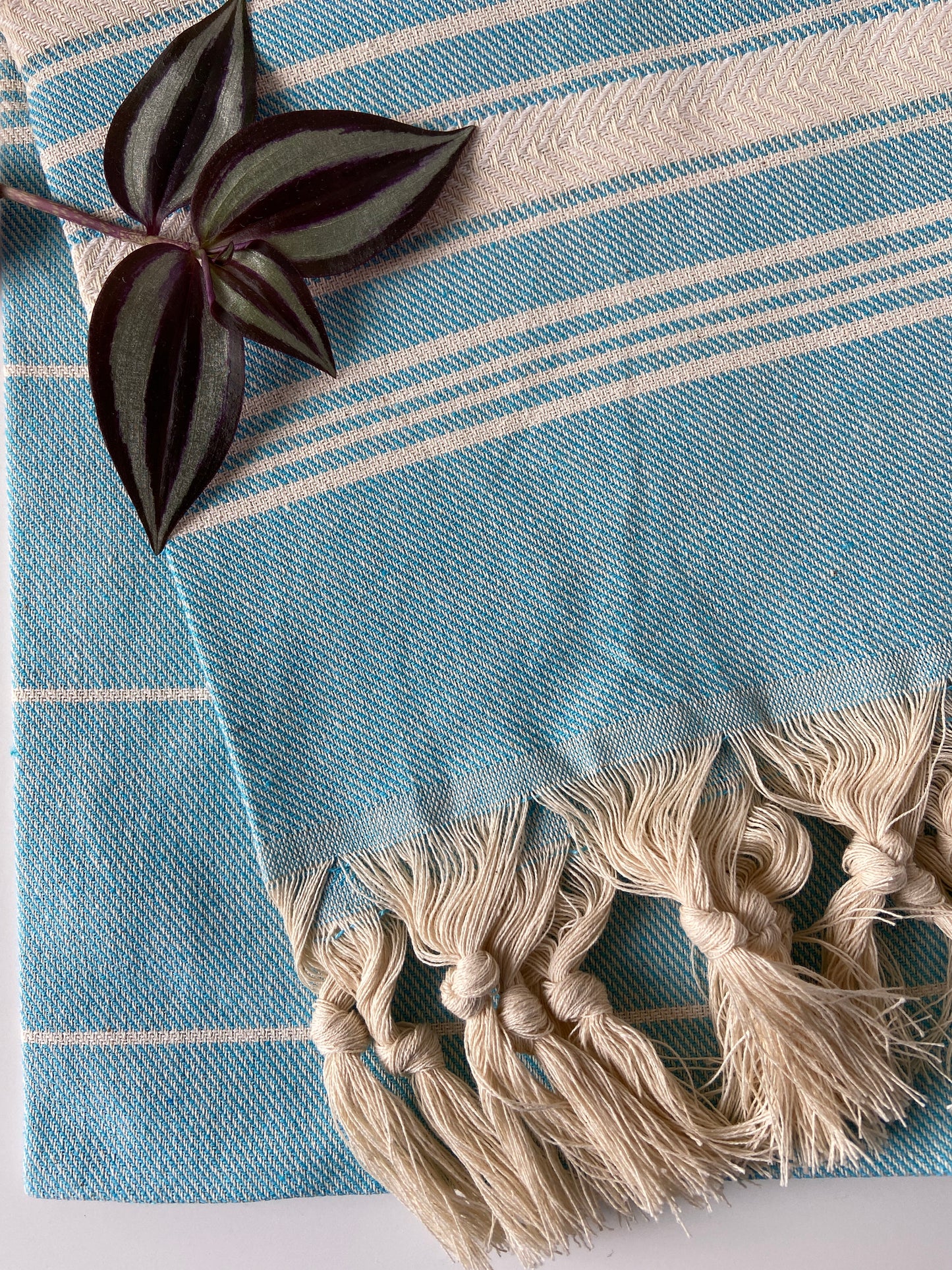 Striped Design Tea Towel - Turquoise Kitchen Towel - Bathroom Hand Towel - Cotton Towel