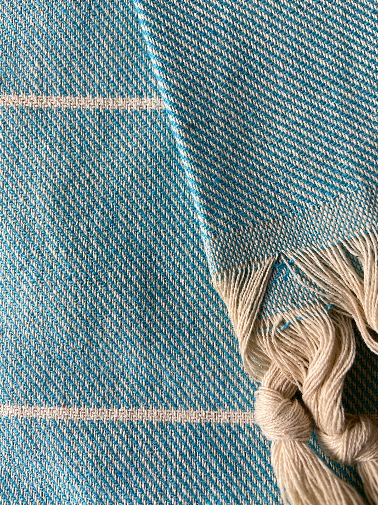 Striped Design Tea Towel - Turquoise Kitchen Towel - Bathroom Hand Towel - Cotton Towel
