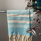 Striped Design Tea Towel - Turquoise Kitchen Towel - Bathroom Hand Towel - Cotton Towel