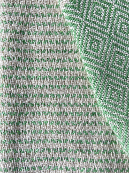 Diamond Striped Design Green Hand Towel - Kitchen Towel - Bathroom Hand Towel - Cotton Towel