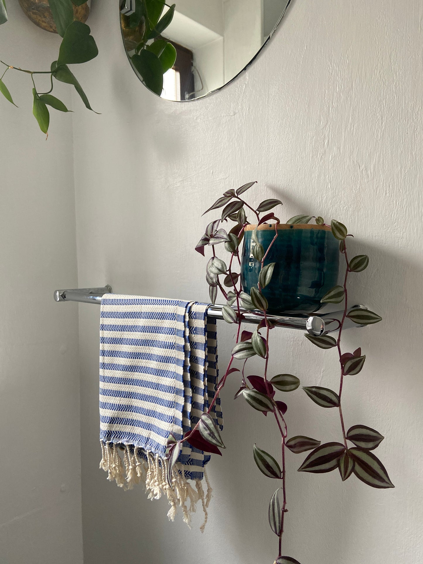 Striped Design Blue Hand Towel - Kitchen Towel - Bathroom Hand Towel - Cotton Towel