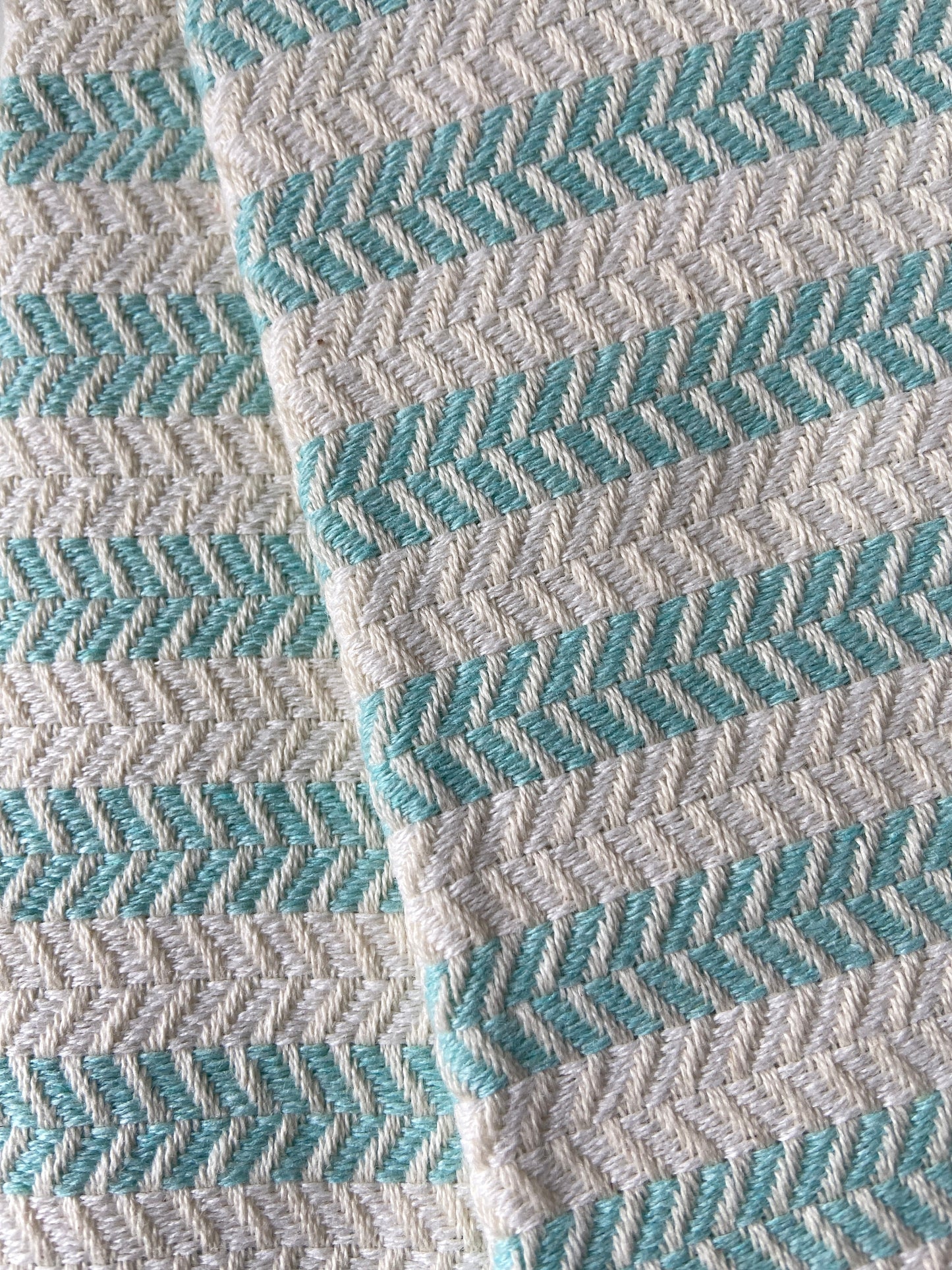 Striped Design Turquoise Hand Towel - Kitchen Towel - Bathroom Hand Towel - Cotton Towel