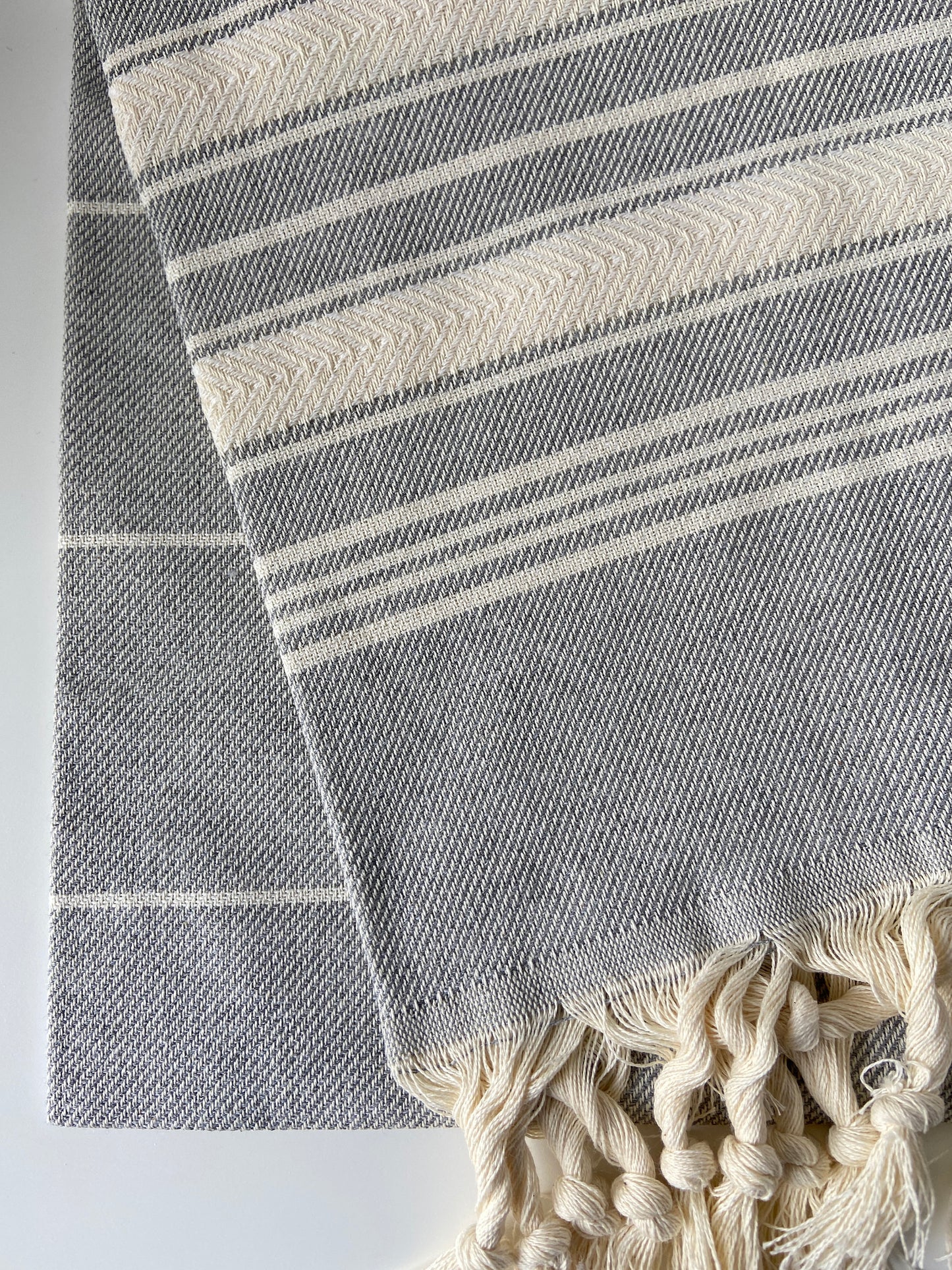 Striped Design Tea Towel - Grey Kitchen Towel - Bathroom Hand Towel - Cotton Towel