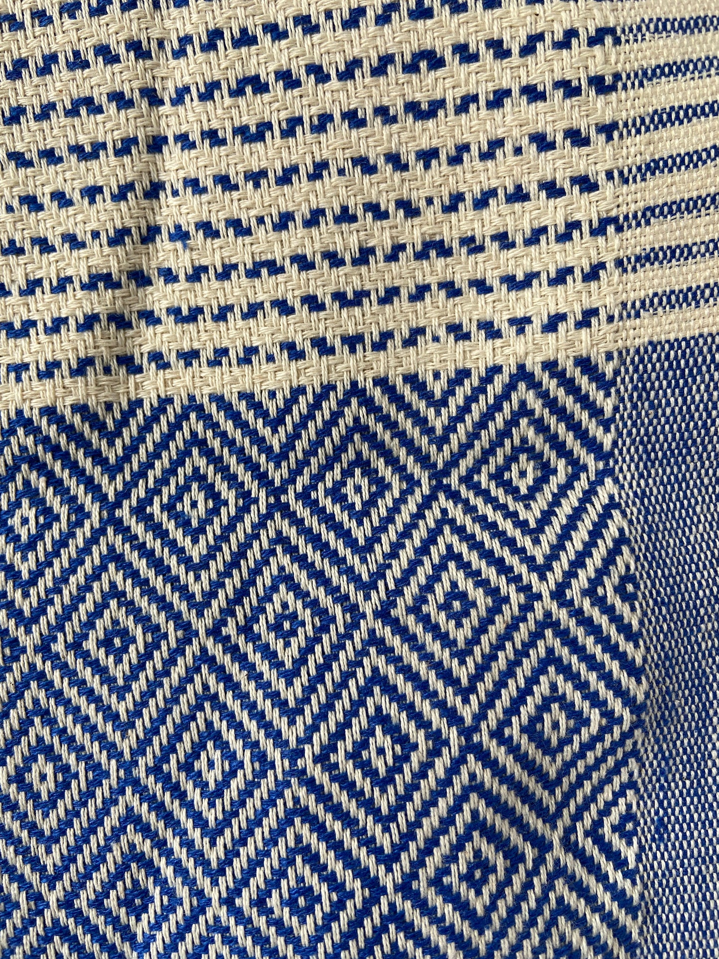 Diamond Striped Design Blue Hand Towel - Kitchen Towel - Bathroom Hand Towel - Cotton Towel