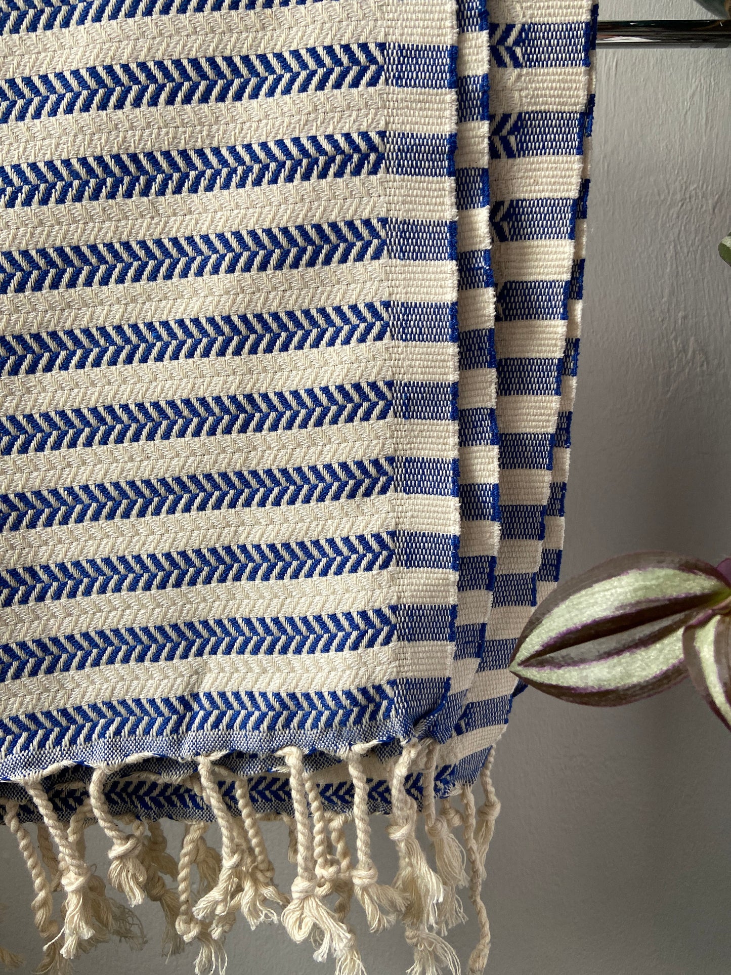 Striped Design Blue Hand Towel - Kitchen Towel - Bathroom Hand Towel - Cotton Towel