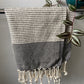 Diamond Striped Design Black Hand Towel - Kitchen Towel - Bathroom Hand Towel - Cotton Towel
