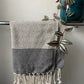 Diamond Striped Design Black Hand Towel - Kitchen Towel - Bathroom Hand Towel - Cotton Towel