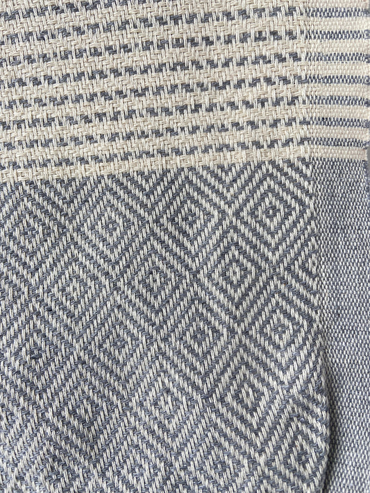 Diamond Striped Design Grey Hand Towel - Kitchen Towel - Bathroom Hand Towel - Cotton Towel