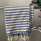 Striped Design Blue Hand Towel - Kitchen Towel - Bathroom Hand Towel - Cotton Towel