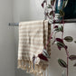 Striped Design Cream Hand Towel - Kitchen Towel - Bathroom Hand Towel - Cotton Towel