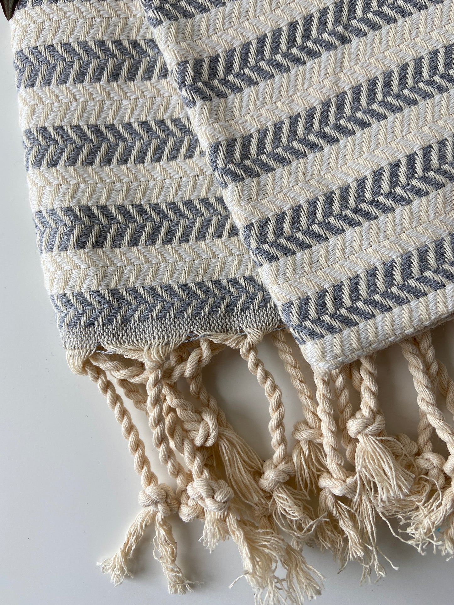 Striped Design Grey Hand Towel - Kitchen Towel - Bathroom Hand Towel - Cotton Towel