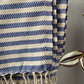 Striped Design Blue Hand Towel - Kitchen Towel - Bathroom Hand Towel - Cotton Towel