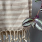Striped Design Cream Hand Towel - Kitchen Towel - Bathroom Hand Towel - Cotton Towel